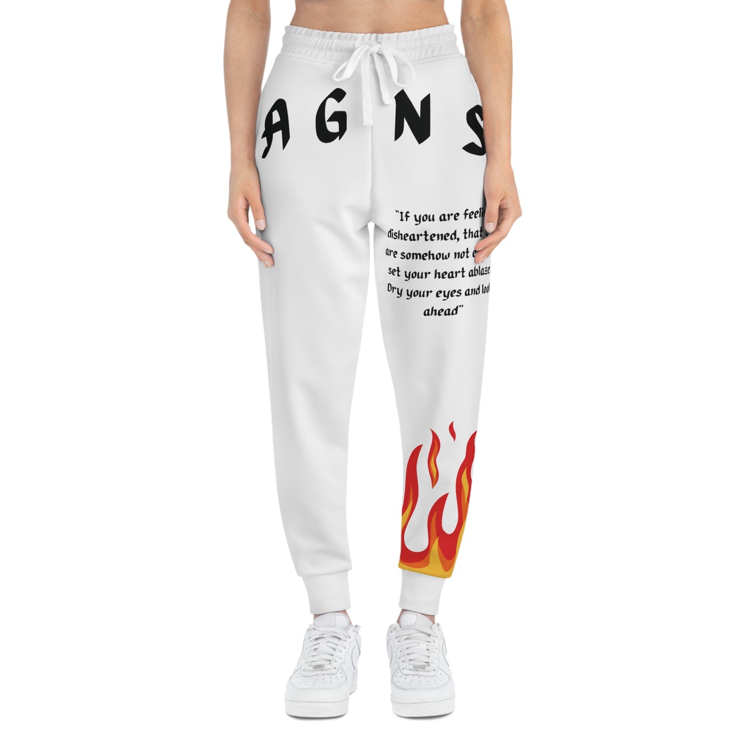 Set Your Heart Ablaze (White) - Athletic Joggers