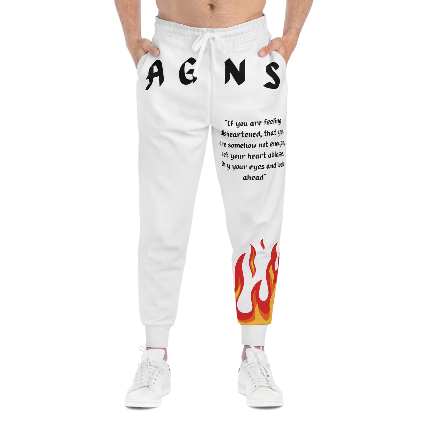 Set Your Heart Ablaze (White) - Athletic Joggers