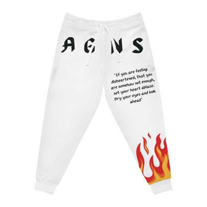 Set Your Heart Ablaze (White) - Athletic Joggers